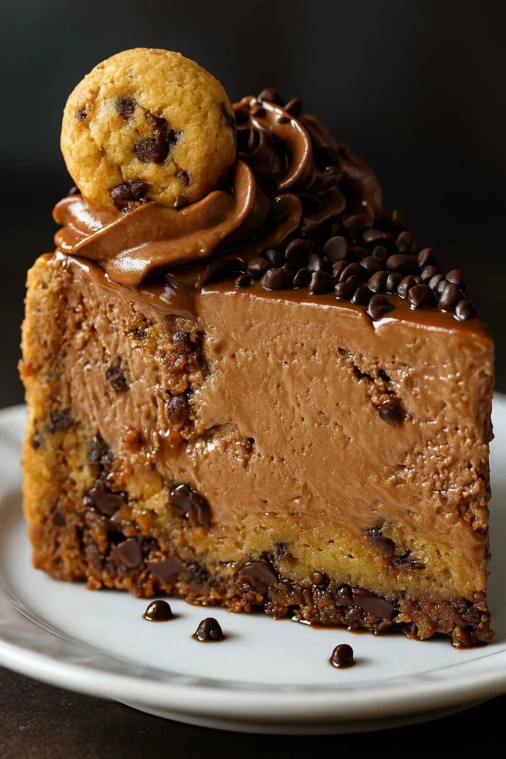 Une pièce de gâteau chocolat avec des chocolats sur le dessus.
