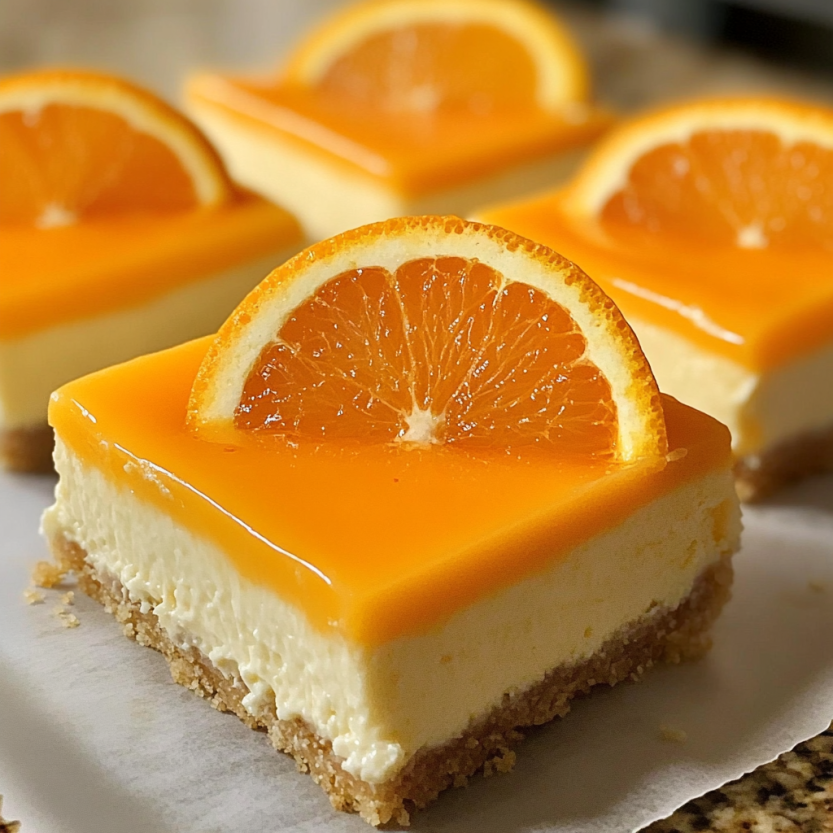 Des barres de cheesecake aux fruits frais.