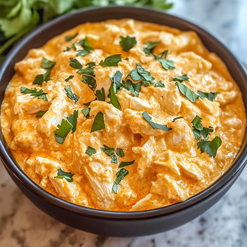 Une assiette de sauce chicken est sur une table.