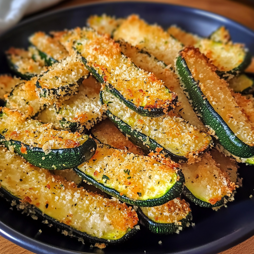 Une assiette de frites de courgette parmesan.