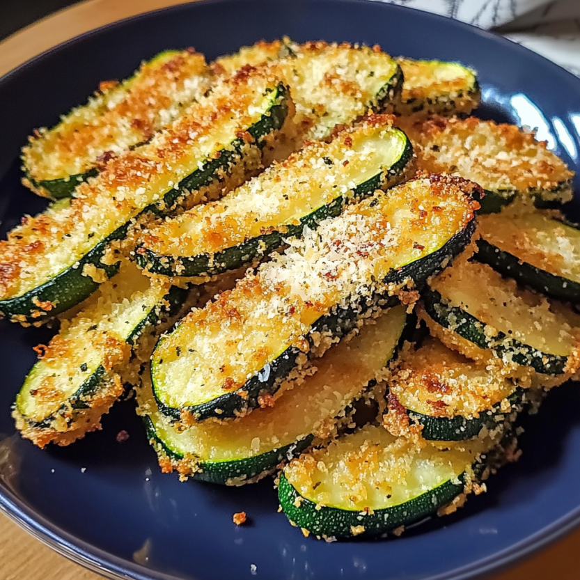 Une assiette de frites de courgette parmesan.