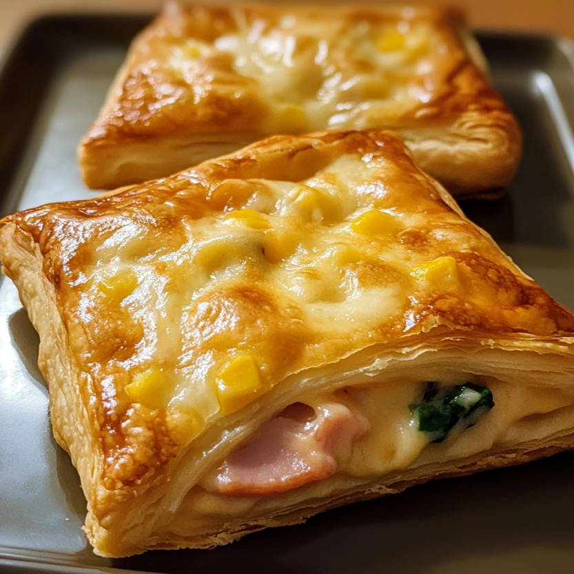 Un croissant au ham et au fromage.