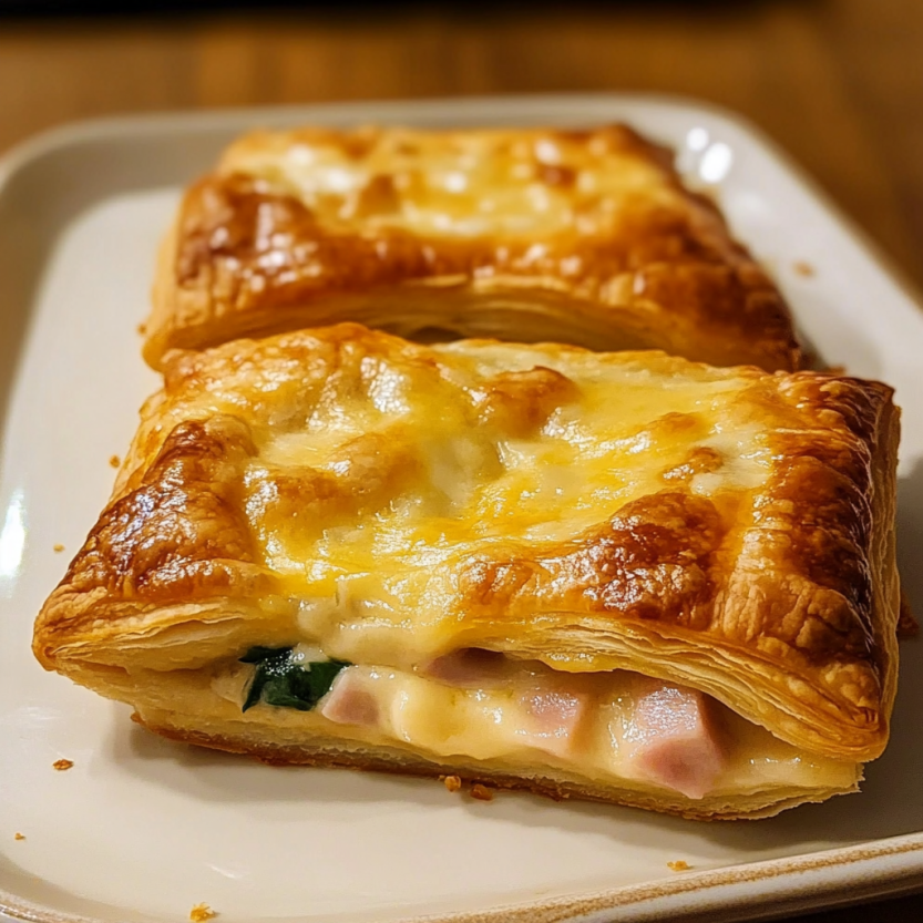 Un croissant au fromage et au jambon.