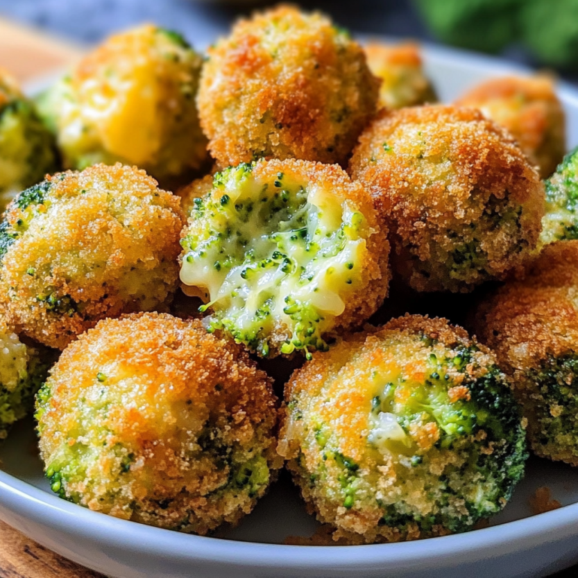 Une assiette de brocoli cheese balls.