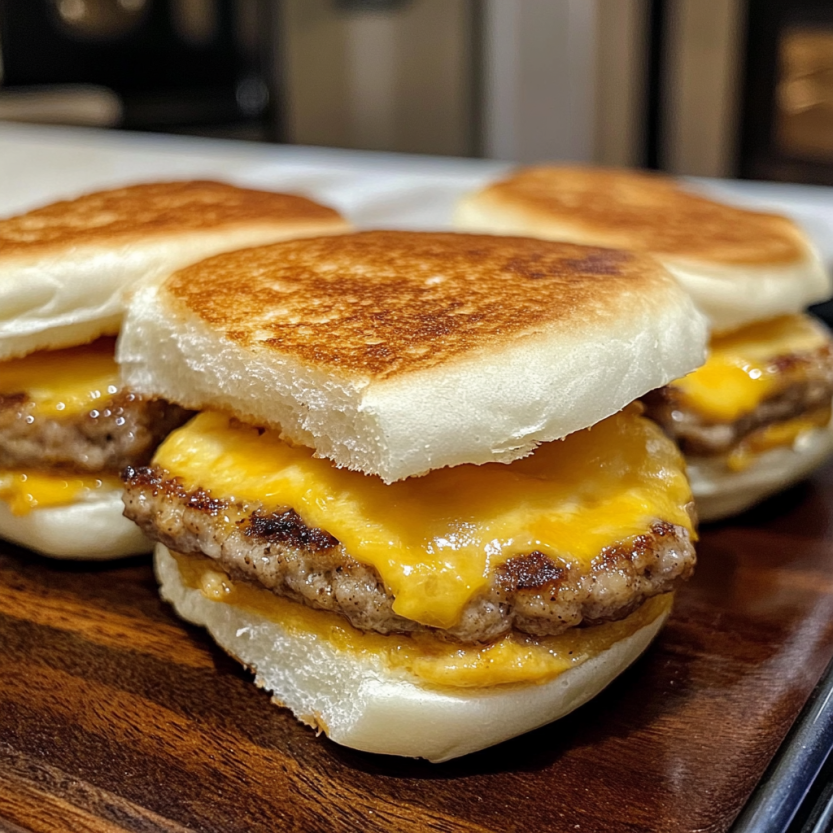 Des sandwichs de matin pré-fabriqués dans un réfrigérateur.