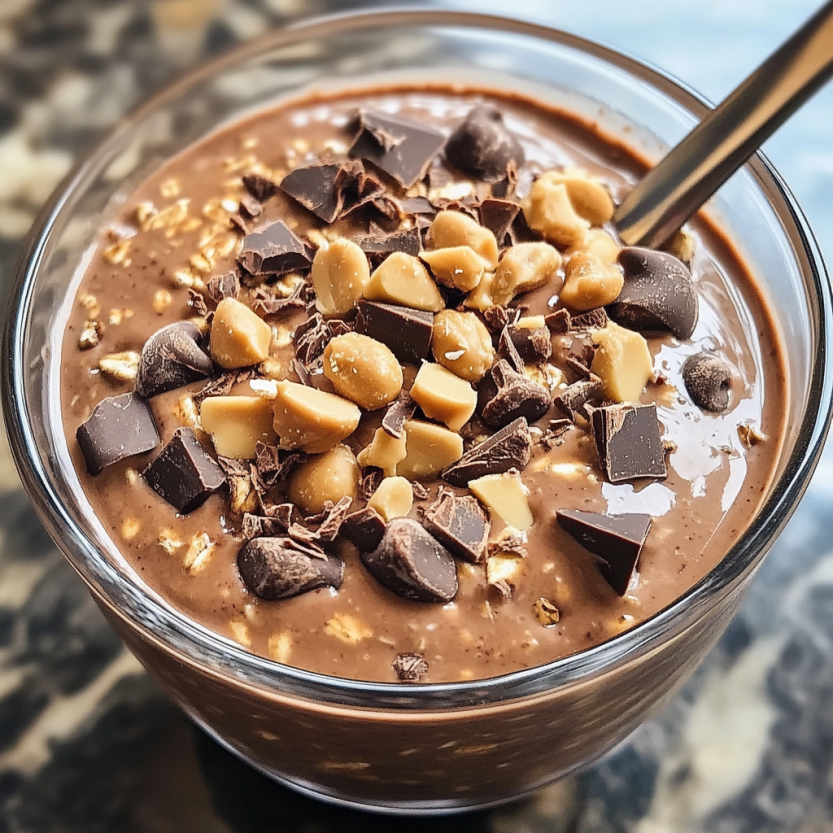 Une tasse de crème chocolat avec des noix de cajou et des amandes.