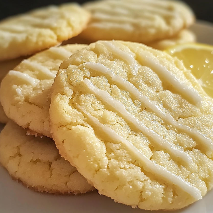 Une pile de biscuits sucrés à la citron, avec des limes visibles.