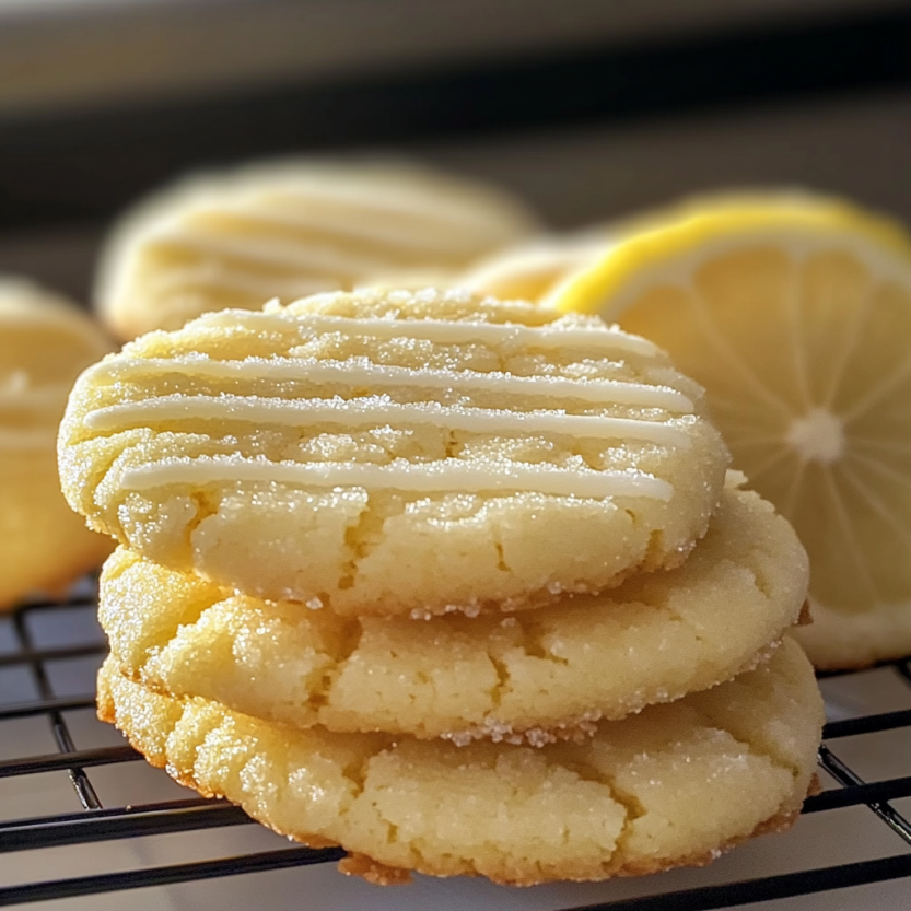 Des cookies à la citron, sucrés et pâtisserie, sur un grill.