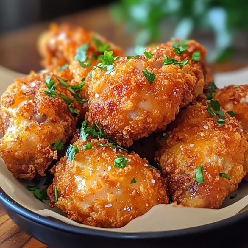 Une assiette de poulet frit dans un bol.