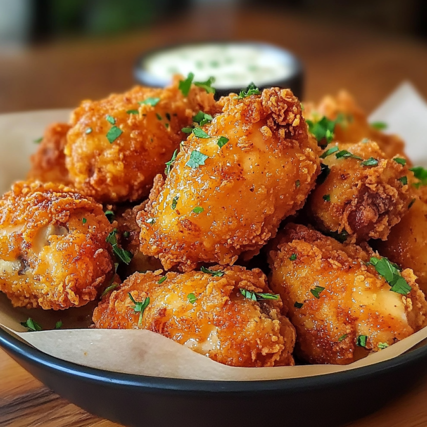 Une assiette de chicken frit dans un bol.
