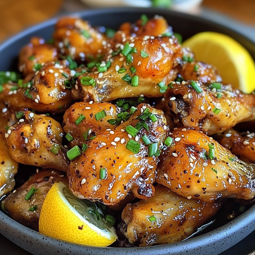 Une assiette de poulet grillé avec des épices et des citrons.