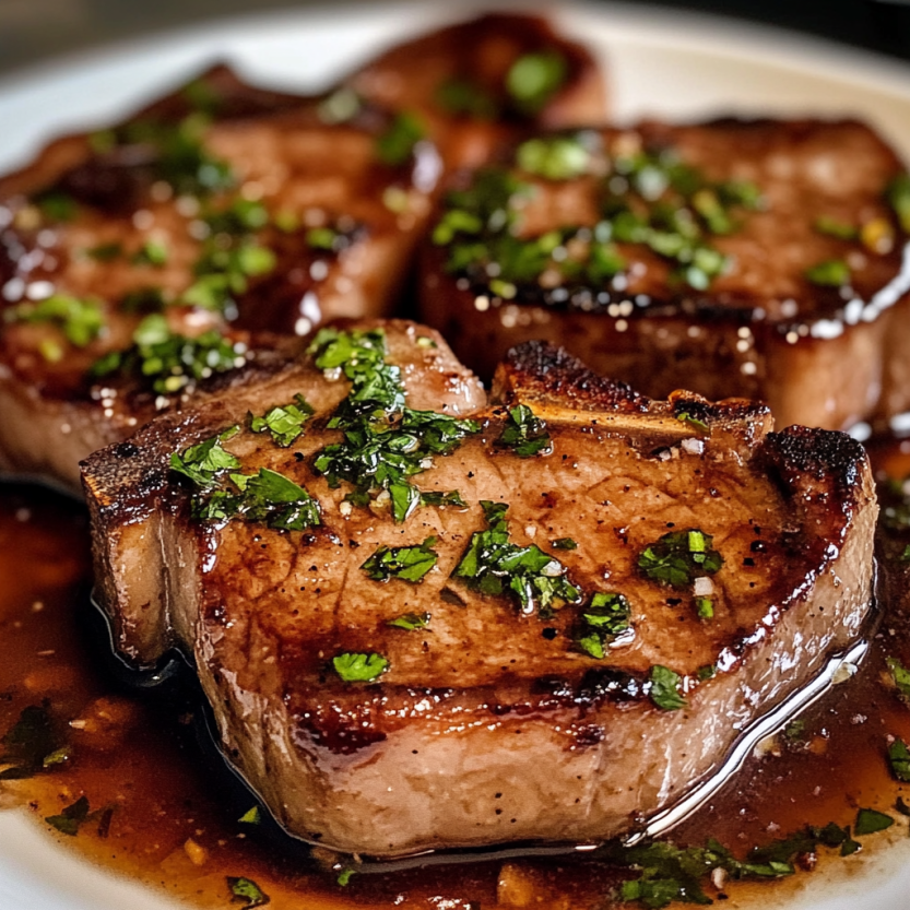Des morceaux de viande de boeuf grillé avec des herbes et du sucre brun.