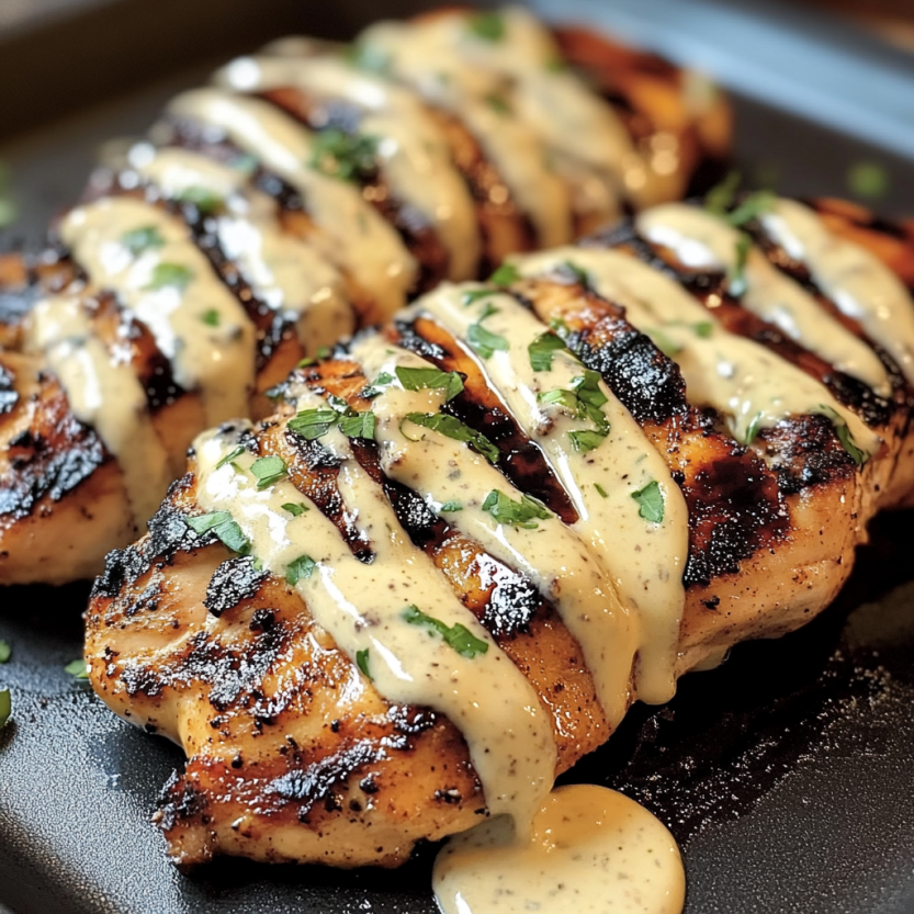 Chicken grillé avec sauce blanche de l'Alabama.