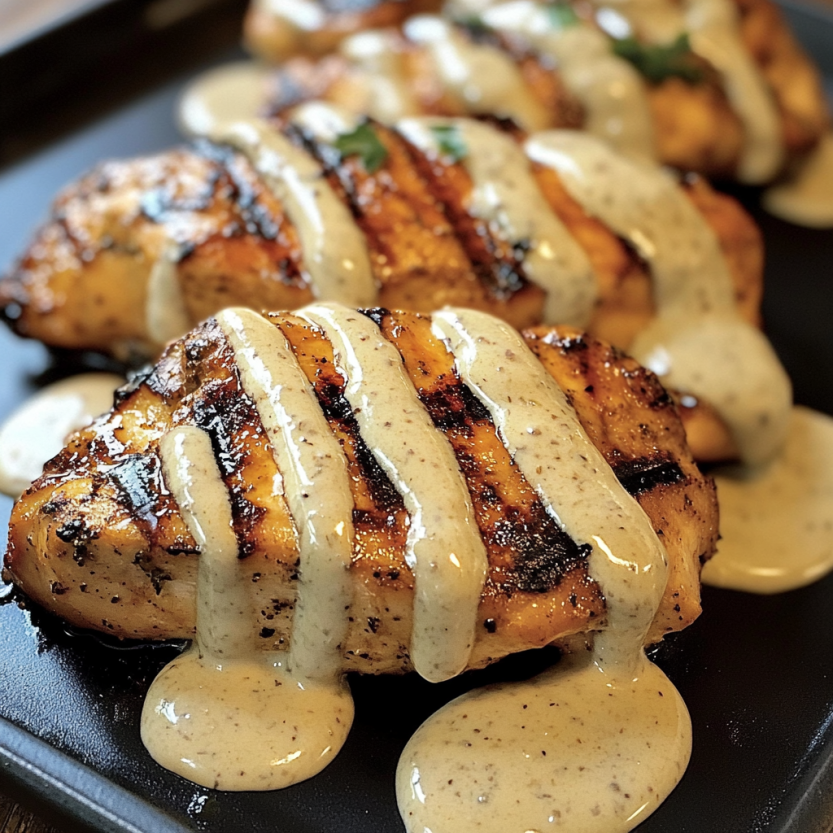 Chicken grillé avec sauce blanche de l'Alabama.