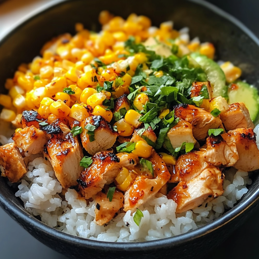 Une assiette de riz avec des légumes et des chicken.