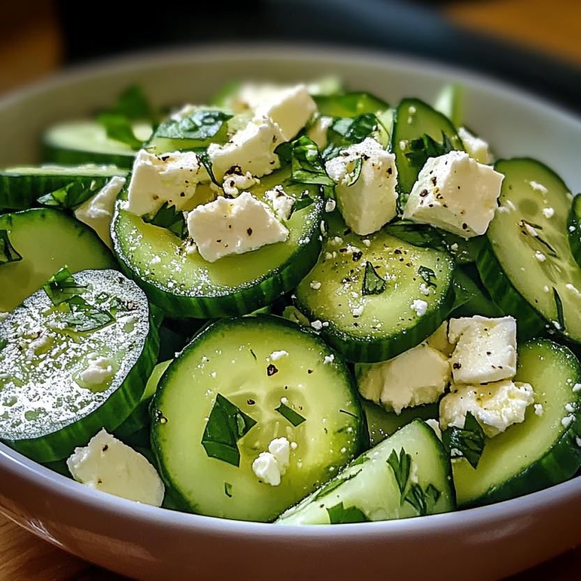 Une salade de cucumber feta.