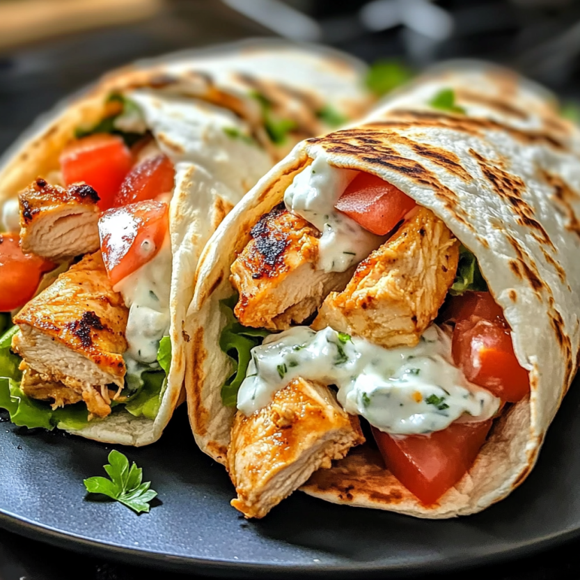 Chicken gyros avec tzatziki crémeux et feta.