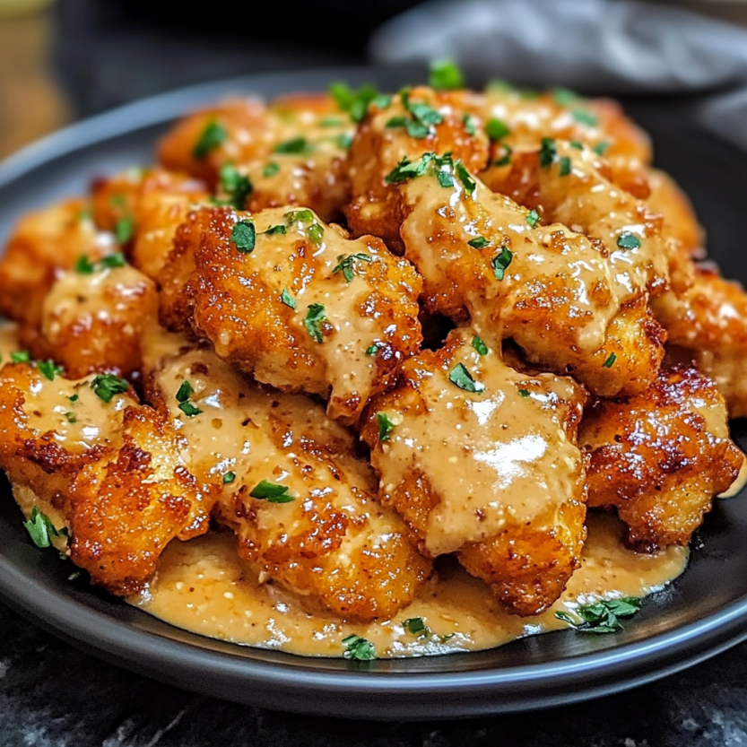 Une assiette de bang bang chicken.