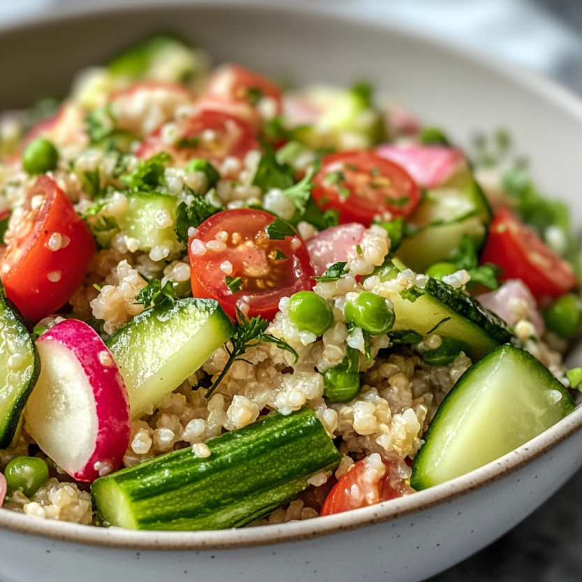 Une salade de quinoa avec des légumes d'hiver.