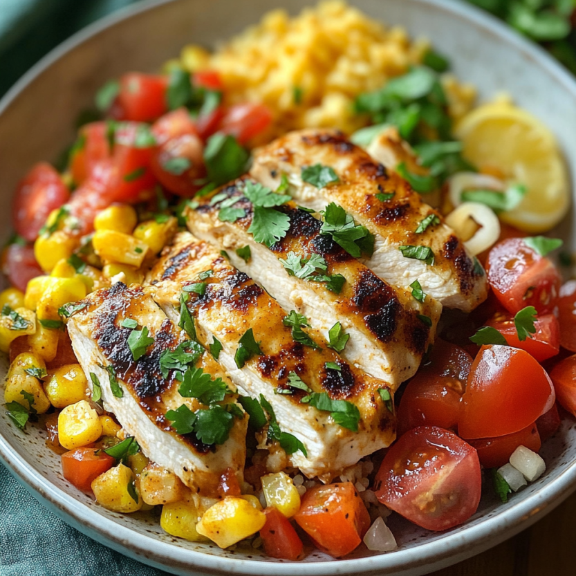 Une assiette de nourriture contenant des légumes et du poisson grillé.