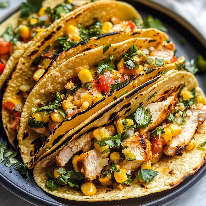 Une assiette de tacos chinois avec des légumes verts et des tomates.