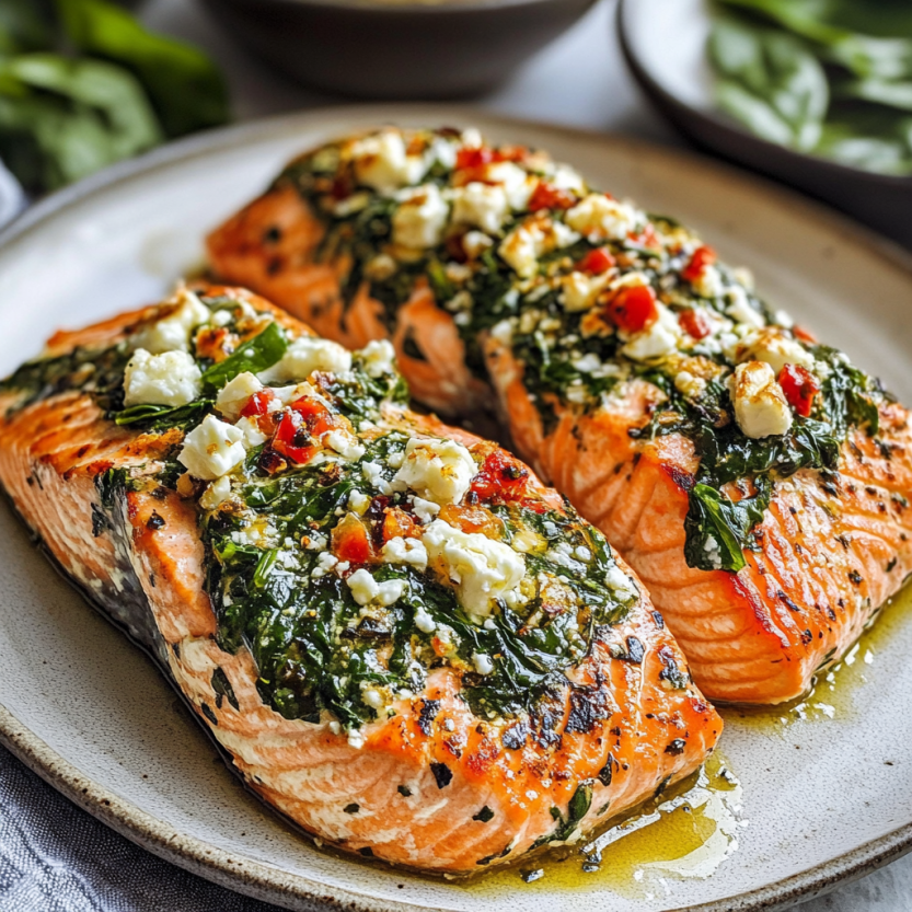 Salmon farci avec des épinards et de la feta (30 minutes!)