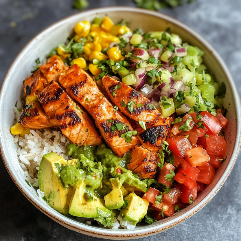 Salmon Burrito Bowl.