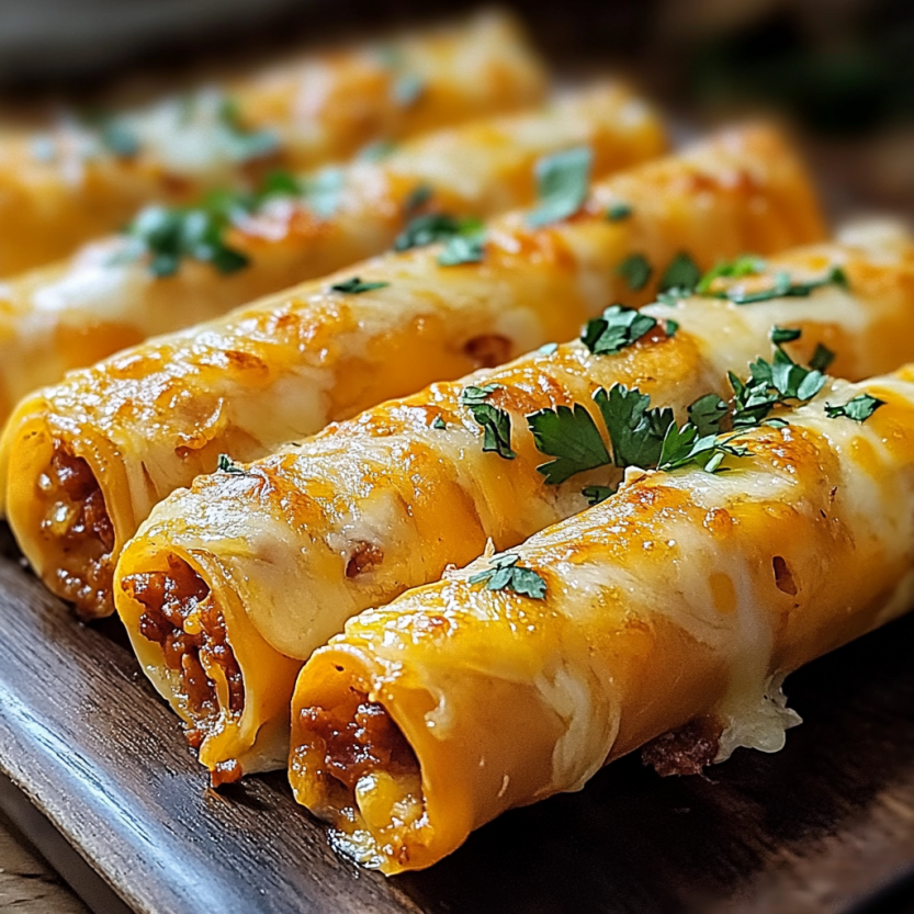 Des tacos frits avec des herbes et des fromages sur un plateau.