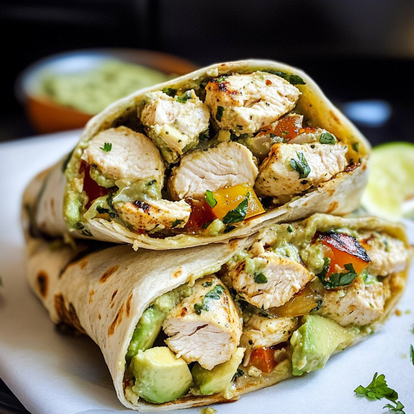 Chicken and Avocado Burritos.