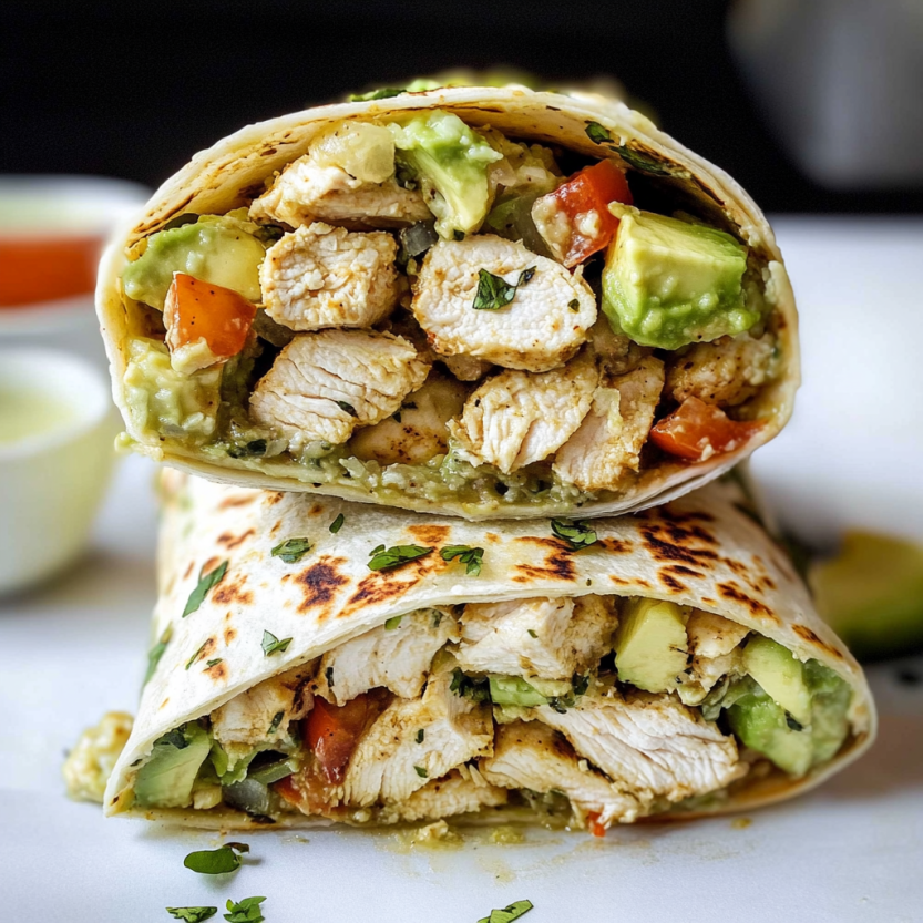 Des burritos de poulet et avocat.