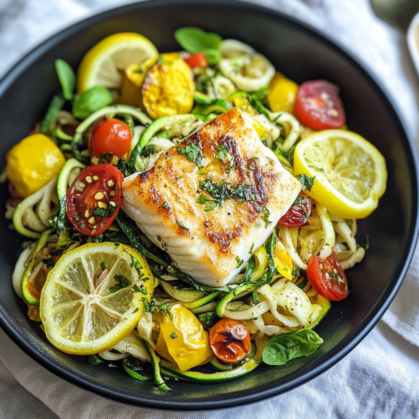 Une assiette de salade composée de légumes et de poisson.