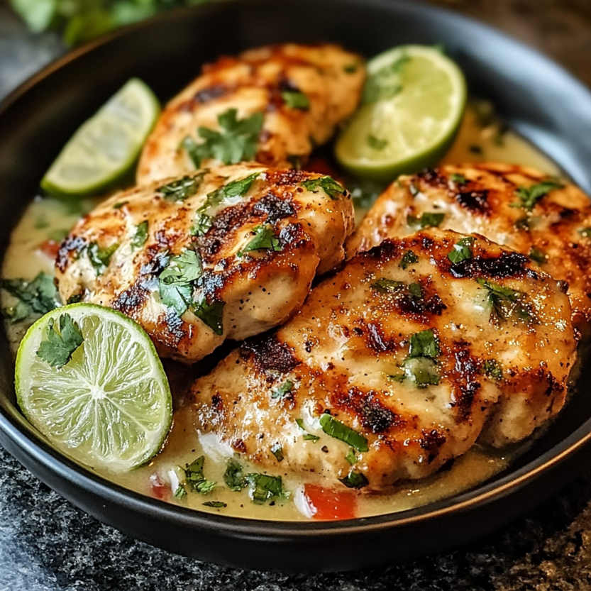 Chicken grillé avec des herbes et des limons.