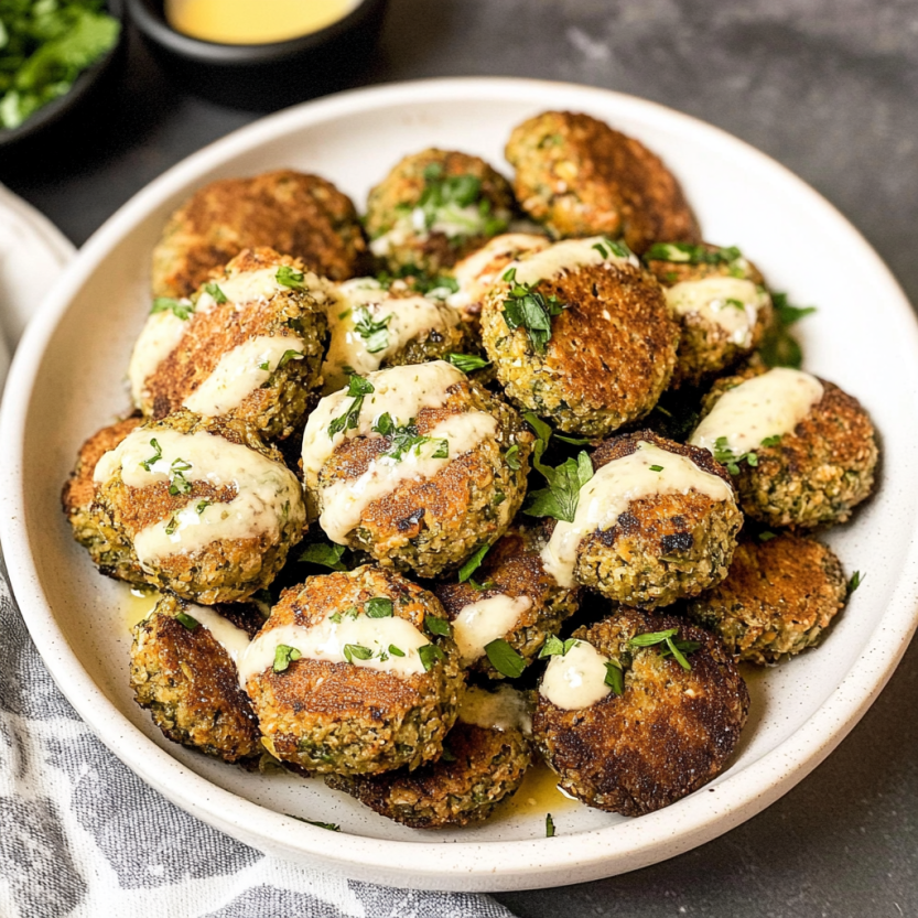 A bowl of food with a white sauce on top.