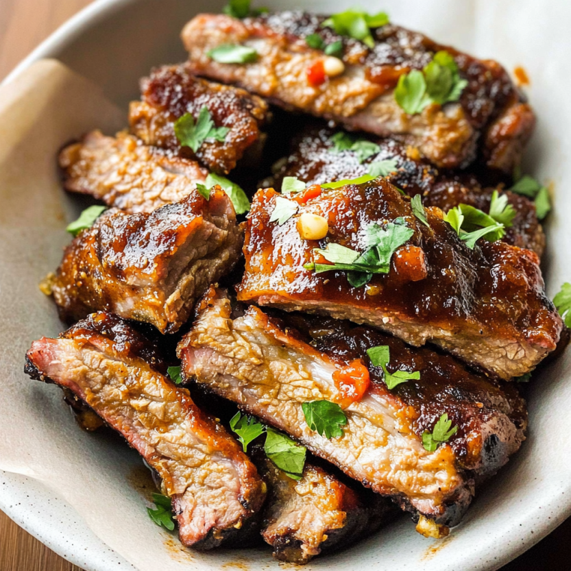 Une assiette de barbecue de côte de boeufs.