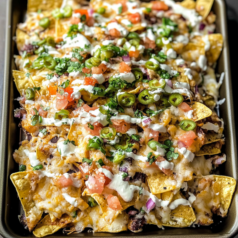 Une pile de nachos sur un plateau.