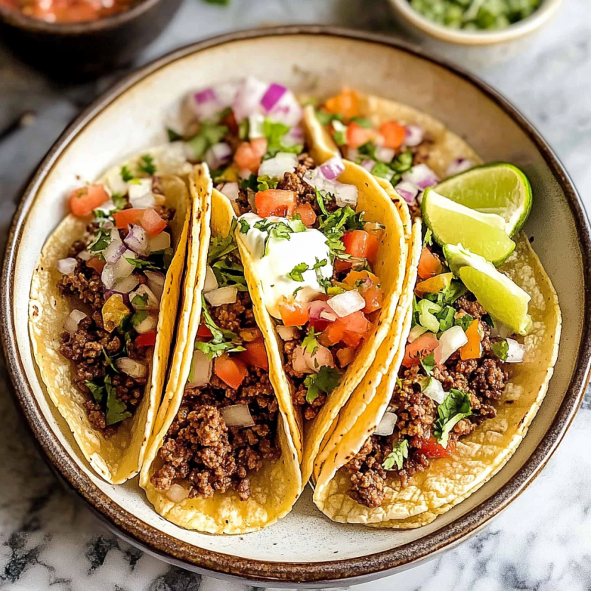 Des tacos mexicains avec des tomates et du fromage.