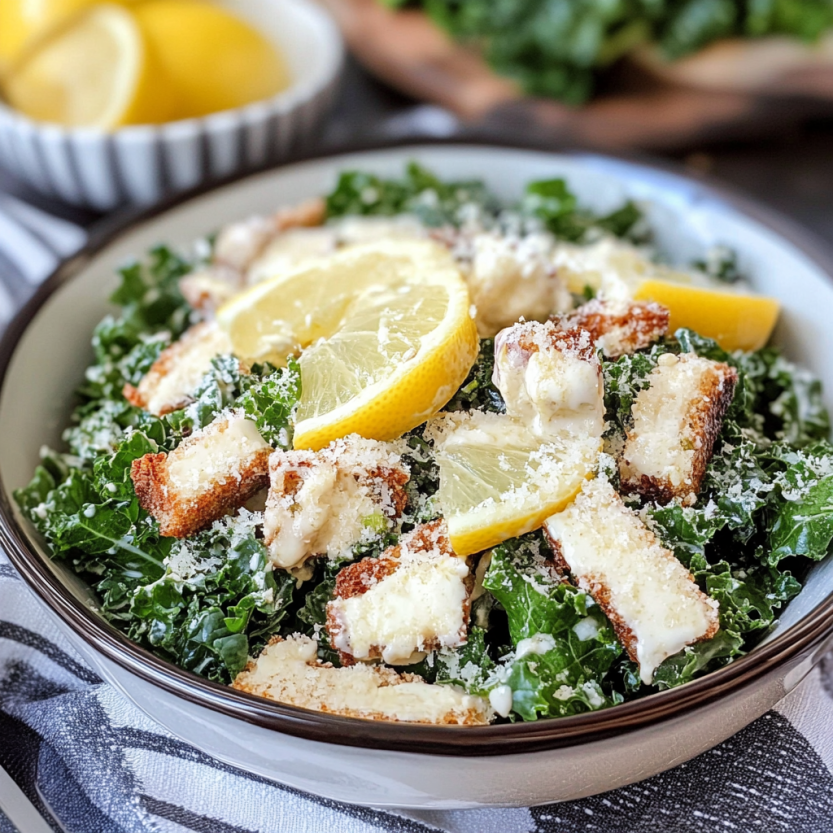 Une salade de kale avec des citrons.