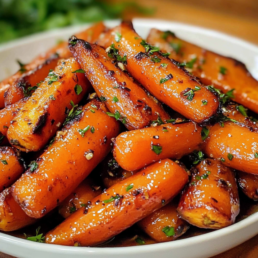 Une assiette de carottes grillées et parfumées.