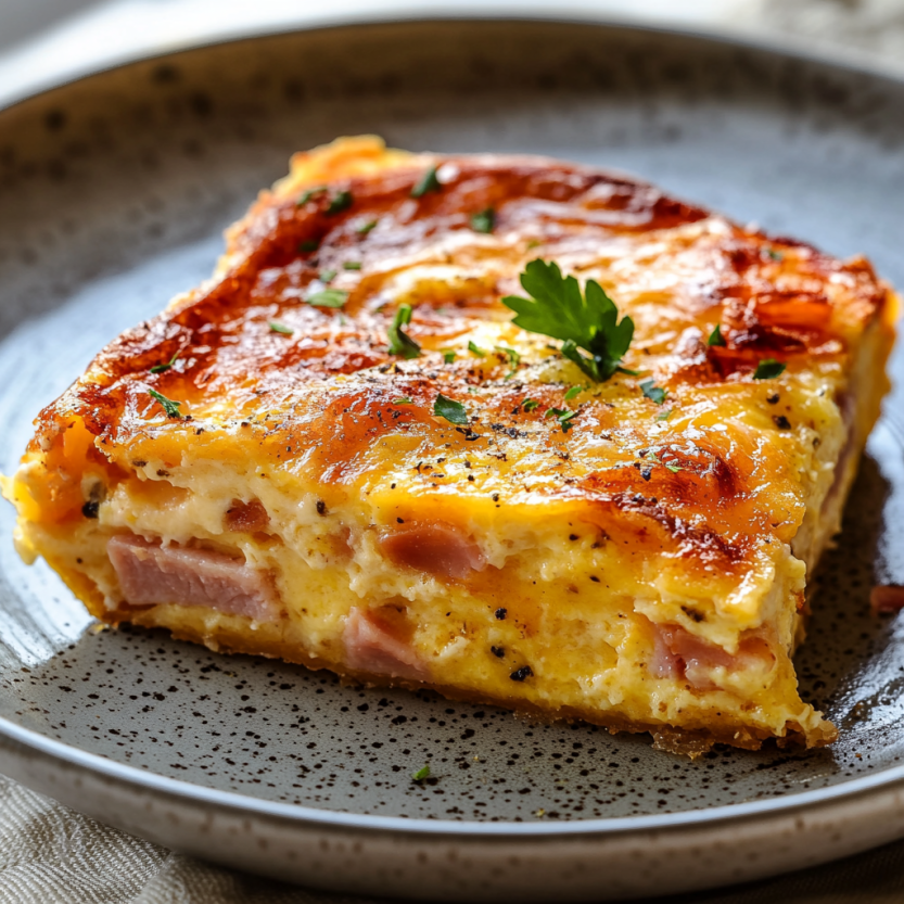 Une quiche de crockpot avec du ham et du fromage.