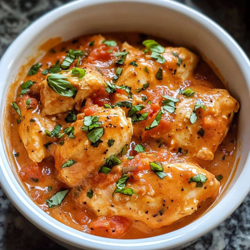 Un plat de poulet rôti avec des herbes et des tomates.