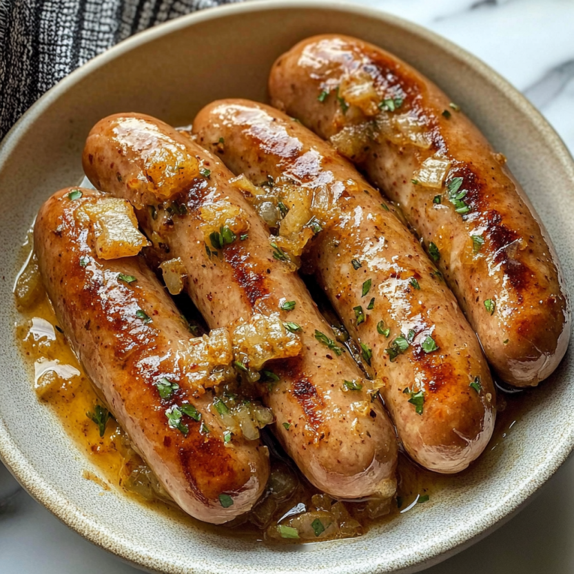 Des brats grillés avec des pommes de terre et des épinards.