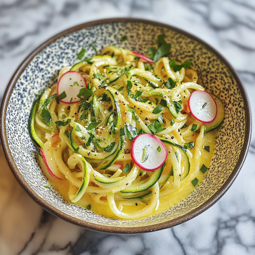 Une assiette de spaghetti à la sauce citron.