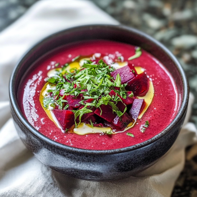 Une simple et délicieuse soupe de beets.