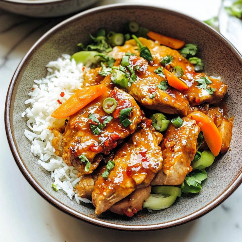 Une assiette de Spicy Pork avec des légumes.
