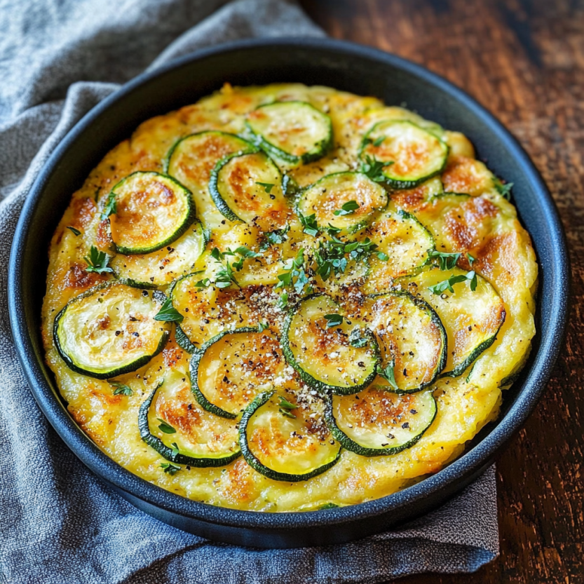 Une mini tortilla espagnole avec des courgettes.