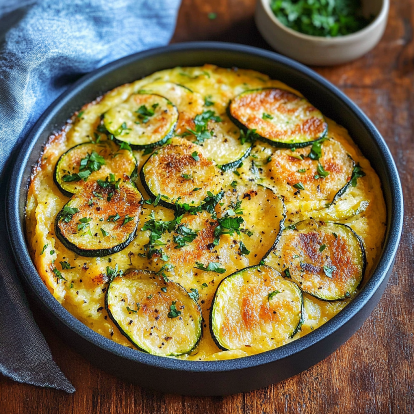Une mini tortilla espagnole avec des courgettes.