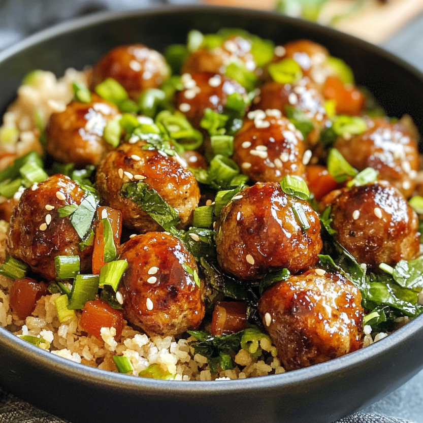 Une assiette de viande de turc farcie de légumes verts et de sauce asiatique.