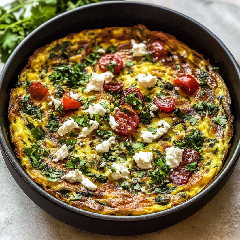 Une frittata de la cuisine méditerranéenne est servie dans un bol.