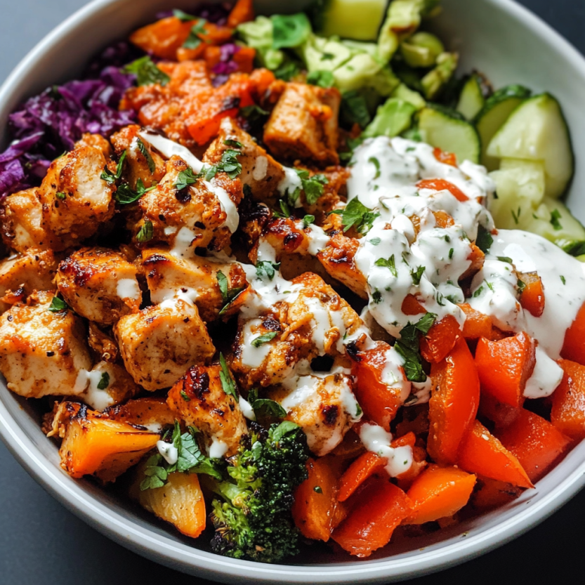 Une assiette de nourriture contenant des légumes et des viandes grillées.