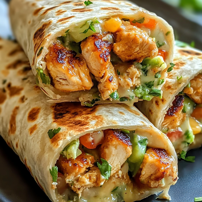 Une image de sandwichs de poulet avec des légumes.